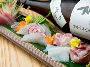 旬の鮮魚を季節感あふれる盛り付けで『本日の造り盛り』