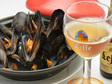 ムール貝ワイン蒸しとベルギービール