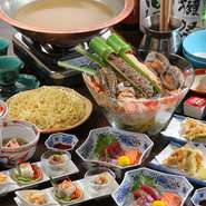 東関部屋直伝の海鮮ちゃんこをはじめ、お造りや天ぷらなど多彩な料理が味わえる『玄海鮮ちゃんこコース』
