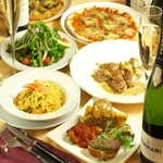 当店1番人気のコース！パーティープランの8割以上がこちら！前菜４種類 、お肉料理、デザート付コース。