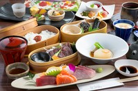 ちょっとずつが嬉しい日和日の和食のコース。(要予約)スフレパンケーキのサプライズプレートへ変更可能