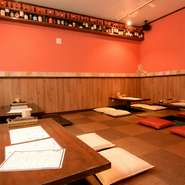 店内奥には、イタリアンの店としては珍しい掘りごたつ席を用意。赤ちゃん連れやママ会などに重宝します。半個室のようなつくりなので、PTAや地域のママ同士の集まりなどでの貸切利用も可能。