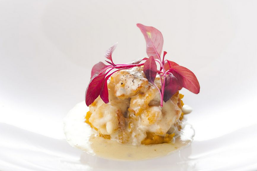 口の中でとろける『真だち(白子)のムニエル、ゴルゴンゾーラのソース、かぼちゃのピューレ』