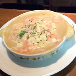 ホワイトソースの美味しさとえびの甘味が美味しい。