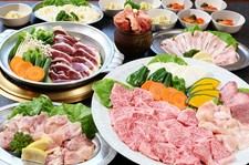 焼肉と鴨鍋（または牛鍋）を愉しみながら、飲み放題付きの豪華なコース！歓送迎会で人気のお値打ちコース！