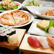 和洋折衷、お造り又はお寿司を選べる人気メニューを揃えた『おもてなしセット』