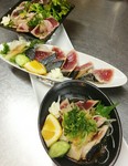 天日干し塩、ポン酢、ゴマ油
のすべてが楽しめる、県外からお越しの方には特にオススメの3種盛!!!!