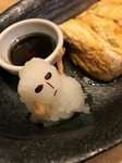 巻きたてだからこそ！
大根おろしも添えます。写真はお客様の遊び心（笑）