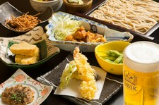 お手軽にお蕎麦もお料理もお楽しみ頂け、100分飲み放題がついたお手軽コース！