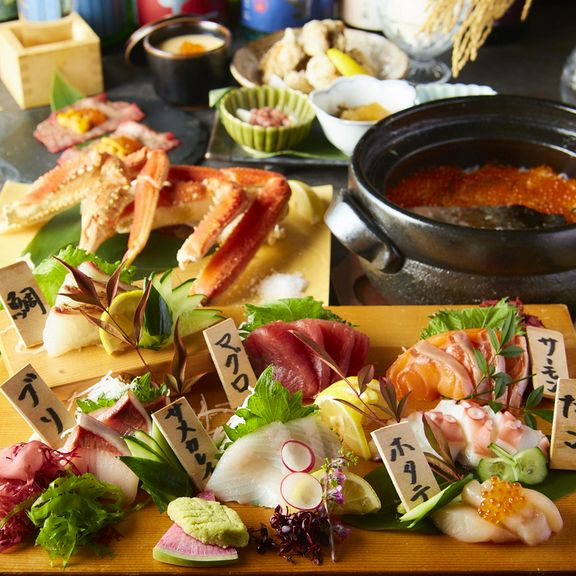 北新地駅1分!!新鮮な海鮮で乾杯！飲み放題付コース5000円〜