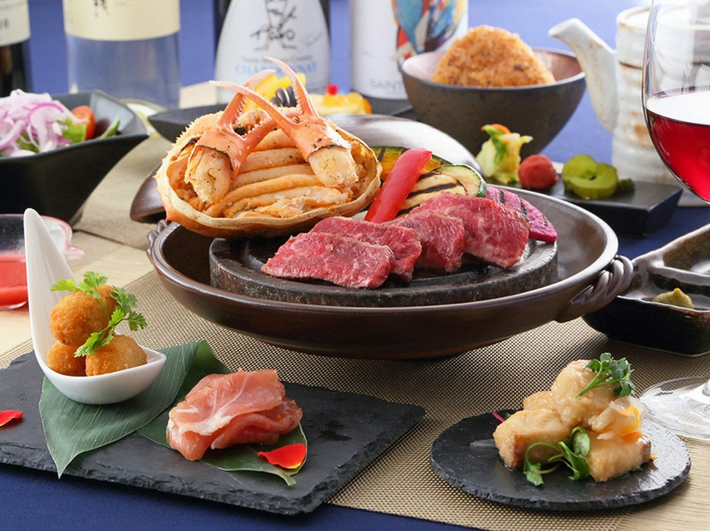 【歓送迎会】香住蟹と黒毛和牛の宝楽焼きの全7品コース