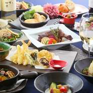 ・浅利のクリームコロッケ
・海の幸ときのこのアヒージョ
・鮪と白葱のアヒージョ
・蛸のガーリックマヨ焼
・炙り明太子短冊大根
・大あさり醤油バター焼
・鮮魚の西京焼　
・本日の煮魚
・鮮魚の土佐風ユッケ