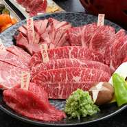 特上カルビ・カイノミ・ササミ　　2人前です。お肉各3切※写真はイメージとなります。