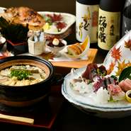 改まった席向けの料理にも対応しており、結納や顔合わせの場としても重宝します。縁結びの神様といわれる出雲美人・稲田姫の名を冠した縁起のよい日本酒『稲田姫』で祝杯を。