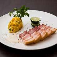 厚切りベーコンのステーキ　