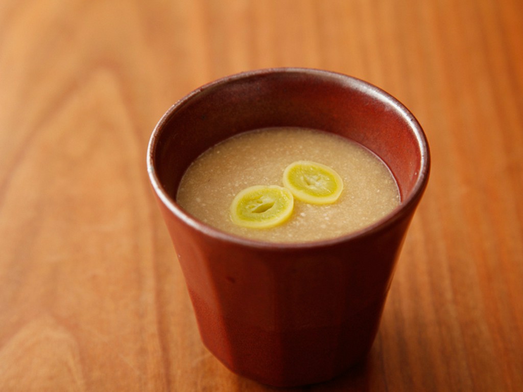 海老芋のすり流し　へしこ碗
