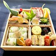 季節ごとに内容が変わります。
また、ご予算に応じて、内容がより豪華になります。
詳しくはご予約の際にご相談ください。

写真は6月の献立で、2,750円の内容です。
