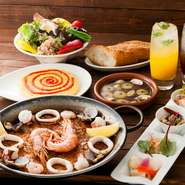 ※＋500円で牛ロース肉のプランチャー（鉄板焼き）を追加注文可能
※ご利用時間はご予約時間より2時間までとさせて頂きます。
　※アレルギーは事前にご連絡ください。
　※割引対象外商品となります。
　※当日のキャンセルは料金の100%をもらい受けます。予めご了承ください。
　※食材の関係により、内容は変更になる場合がございます。
※2日前までにご予約ください
