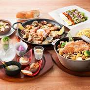 内容も充実。会社の集まりに最適な期間限定プラン。
【料理内容】
①シェフ拘りタパス盛り合せ②有名なコブサラダ③パスタ④タコのアヒージョ⑤スペイン代表イベリコ豚のココット⑥魚介パエリア