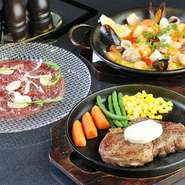 コース料理は2名様より。自慢の赤身肉をはじめ前菜からドルチェまで付き3500円～。コースを注文されたお客様は、生ビールを含む20種以上からオーダーできる飲み放題2時間1500円を付けることができます。