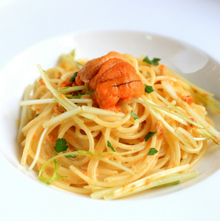 『北海生うに』のぺペロンチーノ…生うにの風味、旨味を活かして作るソースは美味！うにのおいしさを是非