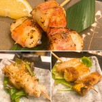 例えば上ミノ、カキベーコンなどその時々で定番以外の日替わり串もご用意しています。何があるかは行ってみてからのお楽しみ♪p