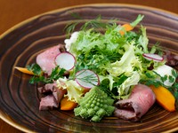 旨味が濃厚な肉をサラダ仕立てに 『熟成ビーフのタリアータ』