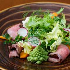 旨味が濃厚な肉をサラダ仕立てに 『熟成ビーフのタリアータ』