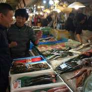 函館産のウニをはじめ、蟹、キンキ等の高級魚から、活イカ、タコ、ホッキなど近海物まで種類豊富な品揃え。