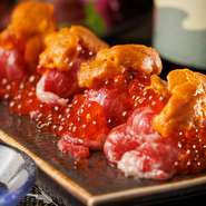 『権兵衛 赤羽本店 』の美味しい和牛握りしは、赤身に拘った厳選食材です！
見た目も豪華な盛り付けでテーブルを華やかに演出致します。