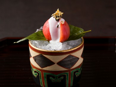 熊本水島の塩トマトを使った美しい『先付』