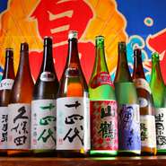 地元・奈良の『蔵人の詩』や新潟の銘酒『久保田萬寿』など、魚によく合う地酒が種類豊富。風味や味わいの違いを飲み比べてみてはいかがでしょう。