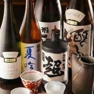 愛知の銘柄を中心とした、上質な日本酒の品揃え