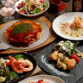 広島食材を豊富に使ったコース料理は、飲み放題もOK