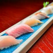 上鮪、漬け鰆、平目、金目鯛など、単品注文可能です。