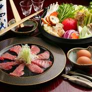 当店自慢の逸品まぐろを旬野菜たっぷり溶き卵で！旨い！(１～２人用税別)