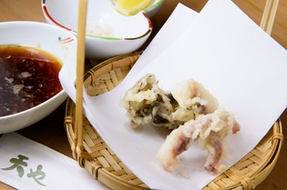 新鮮な旬の食材を使用した、こだわりが光る揚げたての天ぷら