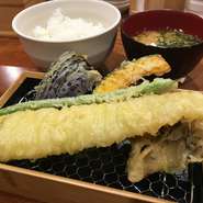 穴子、舞茸、なす、いんげん、かぼちゃ