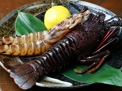 目の前で香ばしく焼き上げてくれる『活車エビと活伊勢エビ』