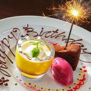 誕生日や記念日のお祝いにはとっておきの料理と、サプライズでお祝いしたいもの。コース内容やサプライズのお手伝いをしてもらえるので、とっておきのサプライズパーティーが企画できるお店です。