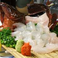 ヤリイカ・さば・おこぜ・カワハギ・ひらめなど
生け簀の入荷は日替わりですのでお電話でお問合せください