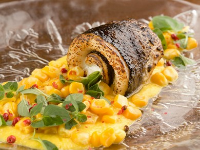 カマスのロートロ　とうもろこしとオレガノ