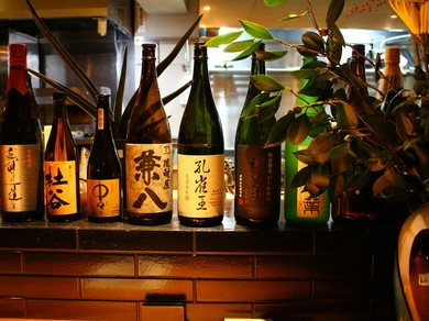 お料理に合う焼酎を厳選。日本酒も「獺祭」などの銘酒が揃う