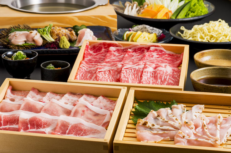 ปิดท้ายด้วยของหวาน! คอร์สชาบูชาบู (ไก่ หมู เนื้อ) เริ่มต้นที่ 4,510 เยน