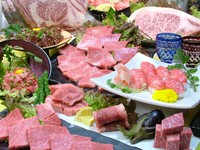 脂の旨み、とろける食感を満喫できるコース。A5ランク黒毛和牛の希少部位も付いて、お手頃感があります。全15品。