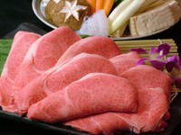 きれいな霜降りの入った極上肉から、良質な脂が溶けだした旨みたっぷりのすき焼き。肉の柔らかさも楽しめます。全8品。