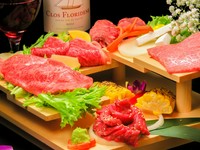 お肉をこの中から職人がお選びしお出しします。
・イチボ・ラム・クリ・コモモ・オオモモ・上ロース・ロース・上ハラミ
約320g　　約2人～3人様