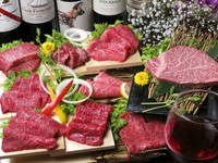 お肉をこの中より職人がお選びしお出しします。
・イチボ・ラム・クリ・コモモ・オオモモ・上ロース・ロース・特上ハラミ・ミスジ・リブロース・ヒレ・ひうち・シャトーブリアン
約630g　　約3人～5人様
