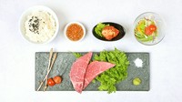 A5黒毛和牛「フィレステーキ100ｇ」・特製白菜キムチ・サラダ・ライス