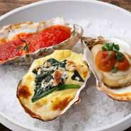 焼き牡蠣3種盛り合わせ